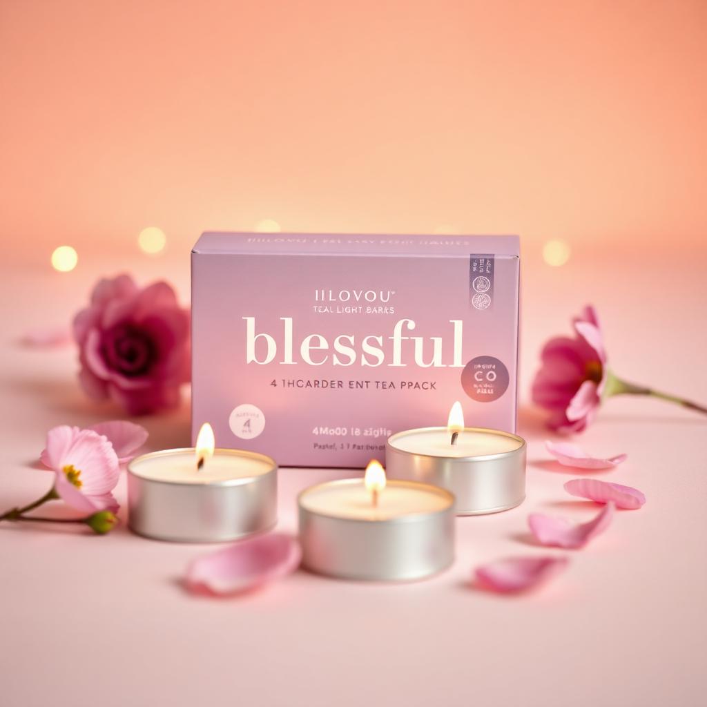 Blissful mood pack of pastel tea lights with soft flower petals