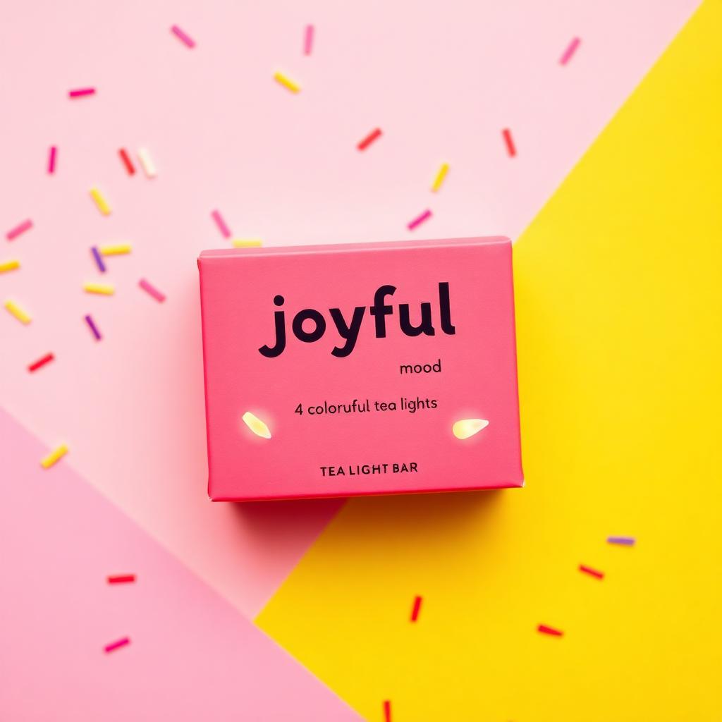 Joyful mood pack of colorful tea lights with confetti and sprinkles